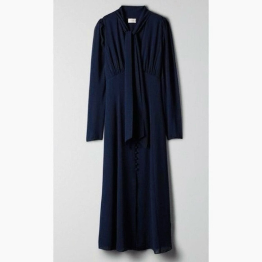 Aritzia Wilfred Navy Midi Dress